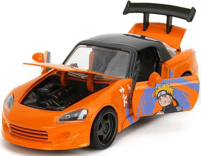 Alt view image 2 of 11 - 2001 Honda S2000 Orange w/Gray Top and Graphics & Figure "Naruto Shippuden" (2009-2017) TV Series 1/24 Diecast Model Car by Jada