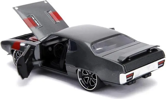 Alt view image 4 of 11 - 1972 Plymouth GTX 440 Metallic Gray with Red Stripe "Bigtime Muscle" 1/24 Diecast Model Car by Jada