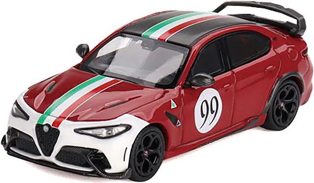 Alt view image 2 of 3 - Alfa Romeo Giulia GTAm #99 Rosso GTA Red with Carbon Top and Stripes "Centro Stile" Livery 1/64 Diecast Model Car by BBR