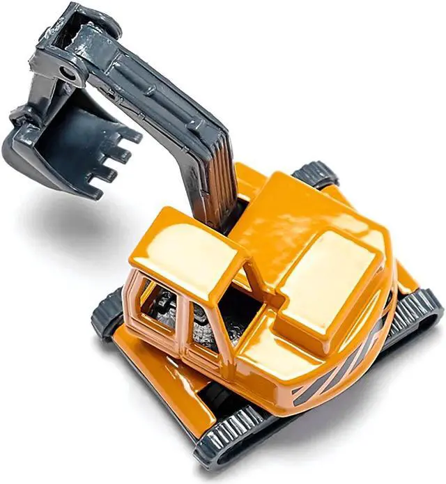 Alt view image 2 of 5 - Truck with Low Loader Trailer and Excavator Yellow Diecast Model by Siku