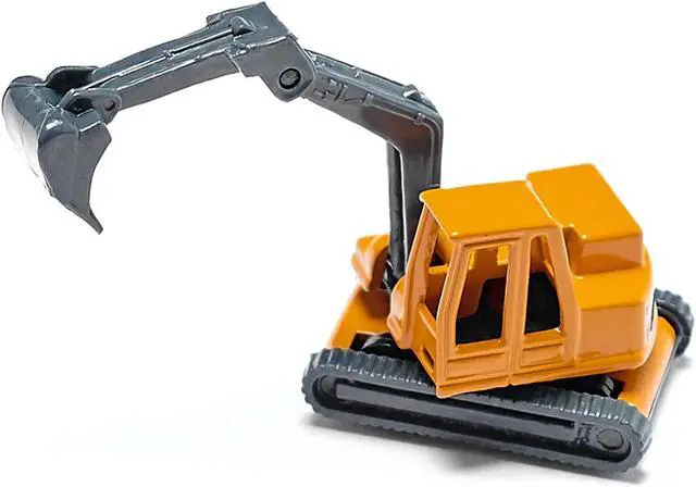 Alt view image 3 of 5 - Truck with Low Loader Trailer and Excavator Yellow Diecast Model by Siku