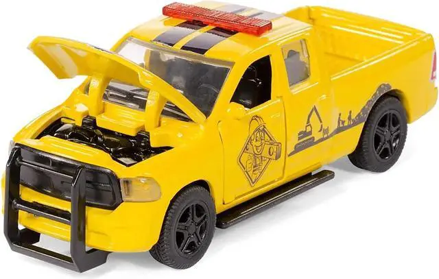 Alt view image 2 of 6 - Ram 1500 Pickup Truck Yellow with Compressor Trailer and Worker Figure with Accessories Set 1/50 Diecast Models by Siku