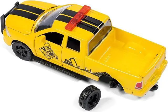Alt view image 4 of 6 - Ram 1500 Pickup Truck Yellow with Compressor Trailer and Worker Figure with Accessories Set 1/50 Diecast Models by Siku