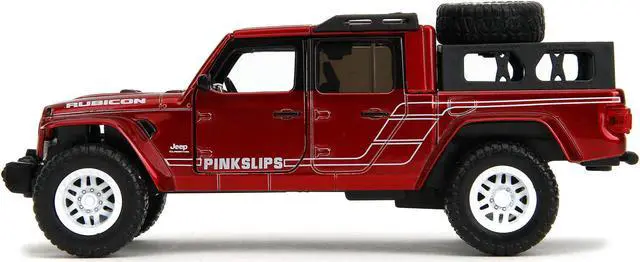 Alt view image 4 of 11 - 2020 Jeep Gladiator Pickup Truck Candy Red "Pink Slips" Series 1/32 Diecast Model Car by Jada