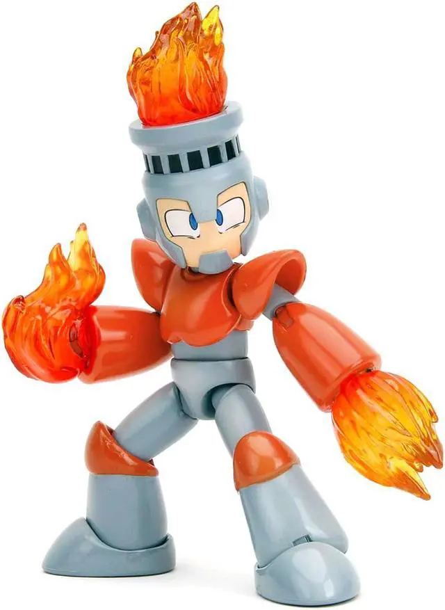 Alt view image 2 of 6 - Fire Man 5.5" Moveable Figure with Accessories and Alternate Head and Hands "Mega Man" (1987) Video Game model by Jada