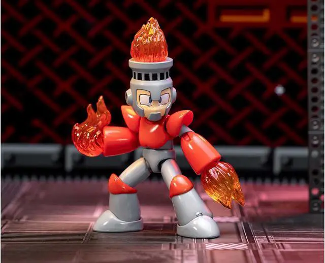 Alt view image 4 of 6 - Fire Man 5.5" Moveable Figure with Accessories and Alternate Head and Hands "Mega Man" (1987) Video Game model by Jada