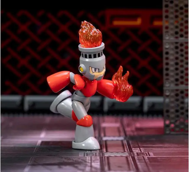 Alt view image 5 of 6 - Fire Man 5.5" Moveable Figure with Accessories and Alternate Head and Hands "Mega Man" (1987) Video Game model by Jada
