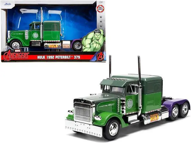 Main image of 1992 Peterbilt 379 Truck Tractor Green Two-Tone and Purple "The Incredible Hulk" "Marvel Avengers" Series Diecast Model by Jada
