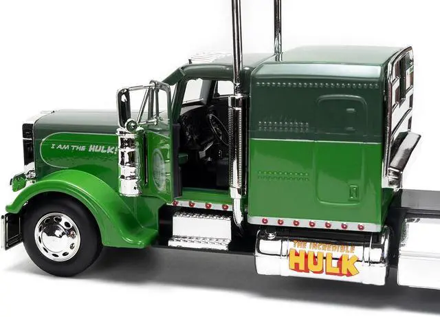 Alt view image 2 of 11 - 1992 Peterbilt 379 Truck Tractor Green Two-Tone and Purple "The Incredible Hulk" "Marvel Avengers" Series Diecast Model by Jada