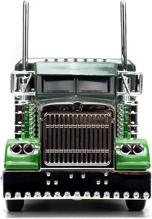 Alt view image 6 of 11 - 1992 Peterbilt 379 Truck Tractor Green Two-Tone and Purple "The Incredible Hulk" "Marvel Avengers" Series Diecast Model by Jada