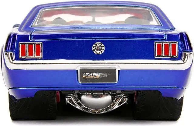 Alt view image 6 of 6 - 1965 Ford Mustang #5 "L. John's Racing" Candy Blue with Flame Graphics "Bigtime Muscle" Series 1/24 Diecast Model Car by Jada