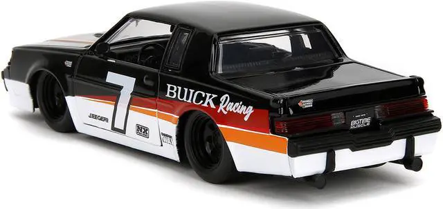 Alt view image 6 of 11 - 1987 Buick Grand National #7 "Buick Racing" Black and White with Stripes "Bigtime Muscle" Series 1/24 Diecast Model Car by Jada