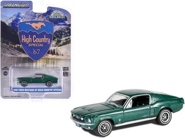 Main image of 1967 Ford Mustang GT Fastback "High Country Special" Timberline Green Metallic 1/64 Diecast Model Car by Greenlight