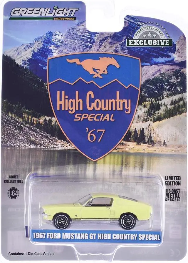 Alt view image 3 of 6 - 1967 Ford Mustang GT Fastback "High Country Special" Aspen Gold "Hobby Exclusive" Series 1/64 Diecast Model Car by Greenlight