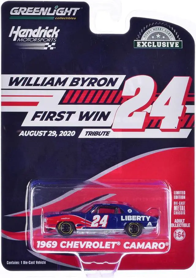 Alt view image 3 of 6 - 1969 Chevrolet Camaro #24 "William Byron" Blue with Flame Graphics "Hobby Exclusive" Series 1/64 Diecast Model Car by Greenlight