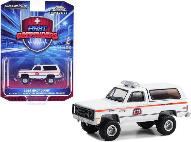 Main image of 1986 GMC Jimmy White with Orange "NYC EMS Patrol Supervisor" "First Responders" Series 1/64 Diecast Model Car by Greenlight