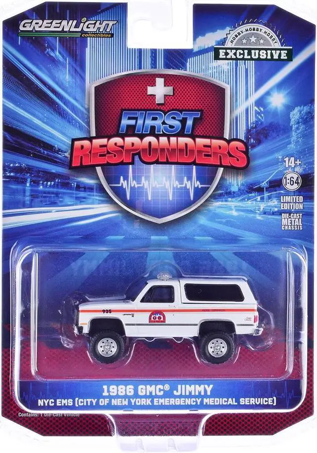 Alt view image 3 of 6 - 1986 GMC Jimmy White with Orange "NYC EMS Patrol Supervisor" "First Responders" Series 1/64 Diecast Model Car by Greenlight
