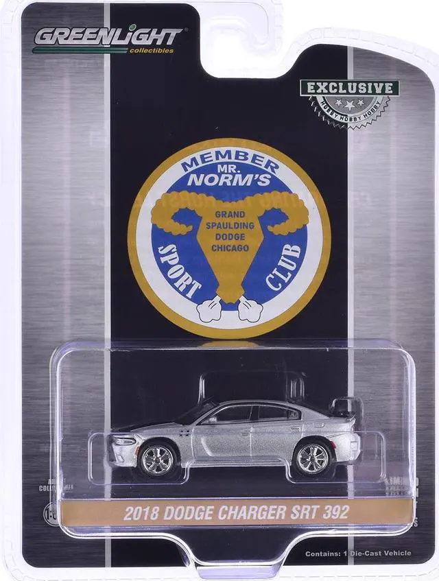Alt view image 3 of 6 - 2018 Dodge Charger SRT 392 Silver Metallic w/Black Stripe "Mr. Norm Heritage GSS Charger" 1/64 Diecast Model Car by Greenlight