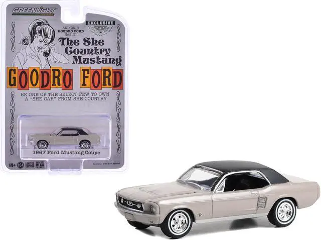 Main image of 1967 Ford Mustang Coupe "She Country Special" Autumn Smoke with Black "Hobby Exclusive" 1/64 Diecast Model Car by Greenlight