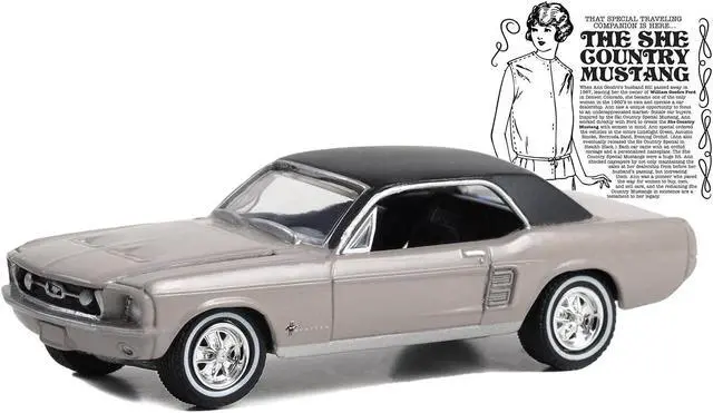 Alt view image 3 of 6 - 1967 Ford Mustang Coupe "She Country Special" Autumn Smoke with Black "Hobby Exclusive" 1/64 Diecast Model Car by Greenlight