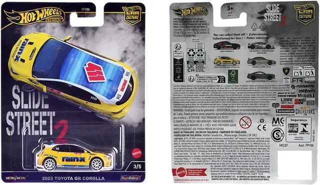 Alt view image 3 of 3 - 2023 Toyota GR Corolla "Rain X" Yellow "Slide Street 2" Series Diecast Model Car by Hot Wheels