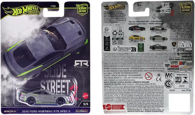 Alt view image 3 of 3 - 2018 Ford Mustang RTR Spec 5 Gray "Slide Street 2" Series Diecast Model Car by Hot Wheels