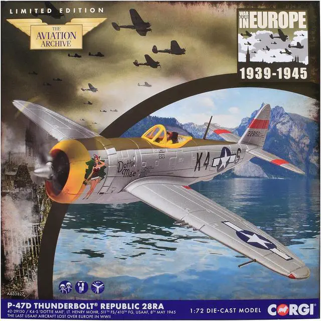 Main image of Republic P-47D Thunderbolt 28RA Fighter Aircraft "Dottie Mae" (1945) US Army Air Forces 1/72 Diecast Model by Corgi