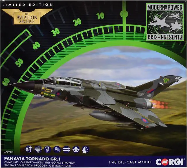 Main image of Panavia Tornado GR.1 Aircraft "Johnnie Walker 'Still Going Strong'" (1998) British Royal Air Force 1/48 Diecast Model by Corgi