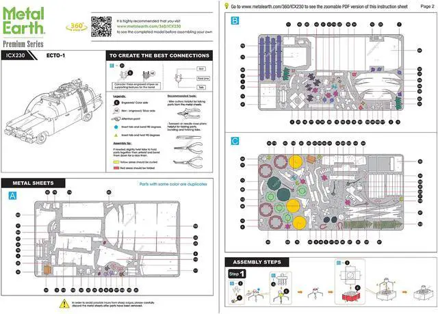 Alt view image 4 of 6 - Model Kit Ecto-1 Car White "Ghostbusters" (1984) Movie (Challenging Difficulty) Steel Model by Metal Earth