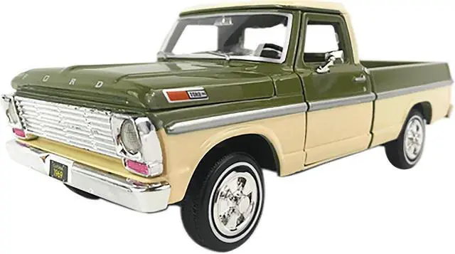 Alt view image 2 of 4 - 1969 Ford F-100 Pickup Truck Light Green and Cream 1/24 Diecast Model Car by Motormax