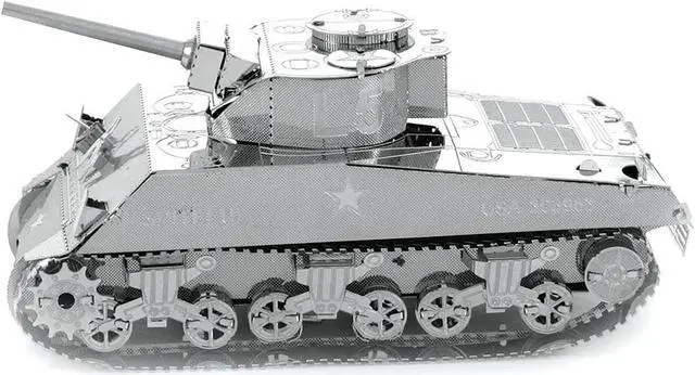 Alt view image 2 of 6 - Model Kit American Sherman Tank (Moderate Difficulty) Steel Model by Metal Earth