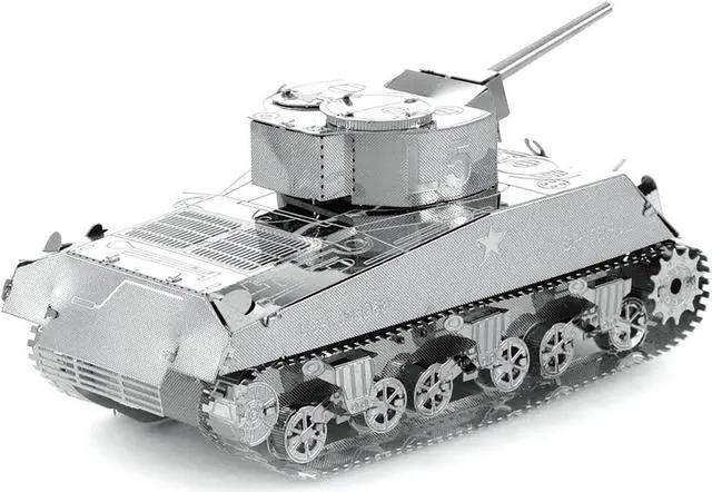 Alt view image 3 of 6 - Model Kit American Sherman Tank (Moderate Difficulty) Steel Model by Metal Earth