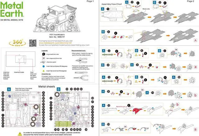 Alt view image 5 of 6 - Model Kit 1931 Ford Model A Pickup Truck Green (Moderate Difficulty) Steel Model by Metal Earth