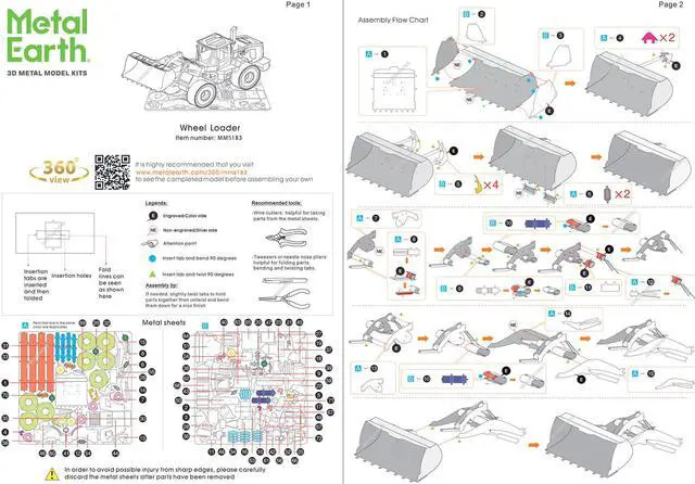 Alt view image 5 of 6 - Model Kit Wheel Loader Orange and Black (Challenging Difficulty) Steel Model by Metal Earth