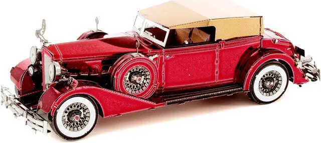 Alt view image 2 of 5 - Model Kit 1934 Packard Twelve Convertible Red with Tan Soft Top (Moderate Difficulty) Steel Model by Metal Earth