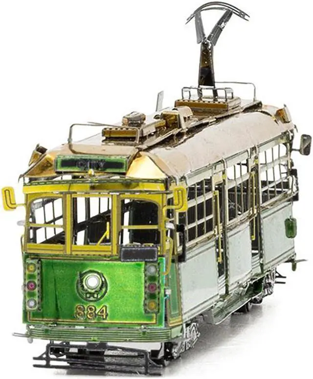 Alt view image 3 of 5 - Model Kit Melbourne W-class Tram Green and Gold (Moderate Difficulty) Steel Model by Metal Earth