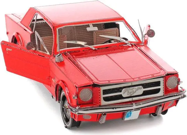 Alt view image 4 of 6 - Model Kit 1965 Ford Mustang Red (Moderate Difficulty) Steel Model by Metal Earth