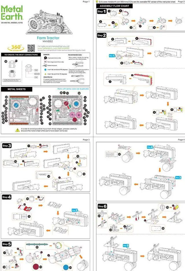 Alt view image 5 of 6 - Model Kit Farm Tractor (Challenging Difficulty) Steel Model by Metal Earth