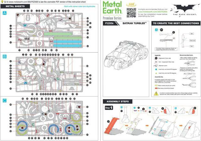 Alt view image 5 of 6 - Model Kit Batman Tumbler "The Dark Knight Trilogy" (2005-2012) Movies (Challenging Difficulty) Steel Model by Metal Earth