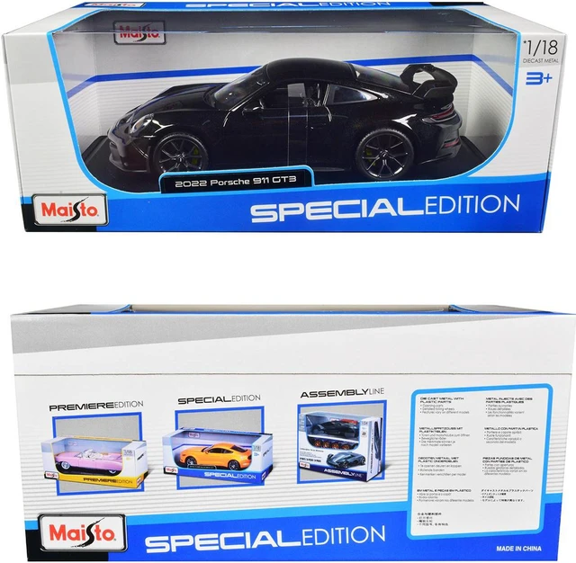 Alt view image 4 of 7 - 2022 Porsche 911 GT3 Black Metallic "Special Edition" 1/18 Diecast Model Car by Maisto