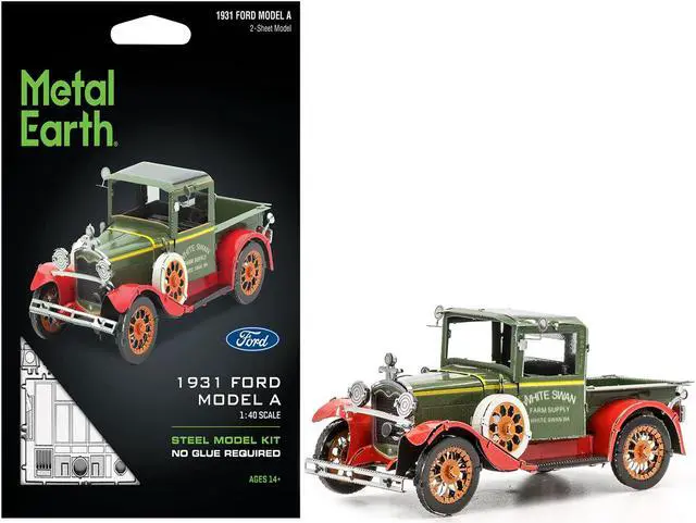 Main image of Model Kit 1931 Ford Model A Pickup Truck Green (Moderate Difficulty) Steel Model by Metal Earth