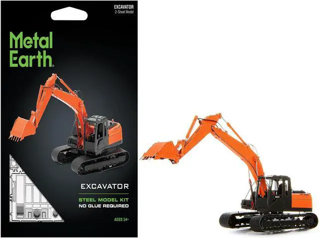 Main image of Model Kit Excavator Orange and Black (Challenging Difficulty) Steel Model by Metal Earth