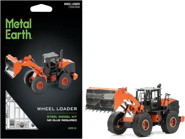 Main image of Model Kit Wheel Loader Orange and Black (Challenging Difficulty) Steel Model by Metal Earth