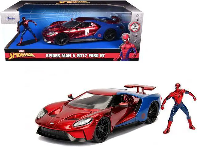 Main image of 2017 Ford GT with Spider Man Diecast Figurine "Marvel" Series 1/24 Diecast Model Car by Jada