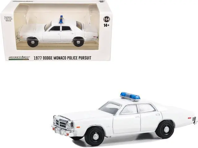 Main image of 1977-78 Dodge Monaco Police Pursuit White with Light Bar "Hot Pursuit - Hobby Exclusive" 1/64 Diecast Model Car by Greenlight