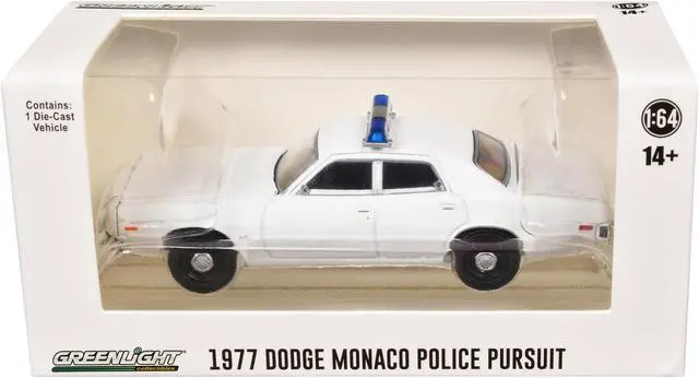Alt view image 3 of 3 - 1977-78 Dodge Monaco Police Pursuit White with Light Bar "Hot Pursuit - Hobby Exclusive" 1/64 Diecast Model Car by Greenlight