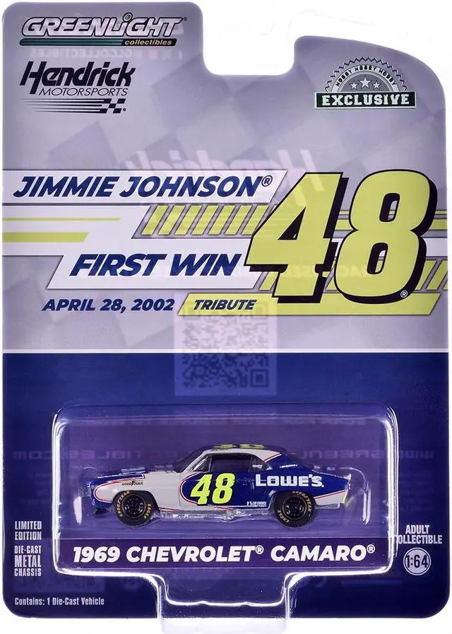 Alt view image 3 of 6 - 1969 Chevrolet Camaro #48 "Hendrick Motorsports" Dark Blue and White w/Graphics 1/64 Diecast Model Car by Greenlight