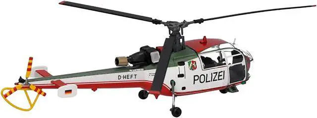 Alt view image 3 of 4 - Aerospatiale Alouette III Helicopter "Polizeifliegerstaffel Nordrhein-Westfalen" White w/Red & Green 1/72 Diecast Model by Herpa
