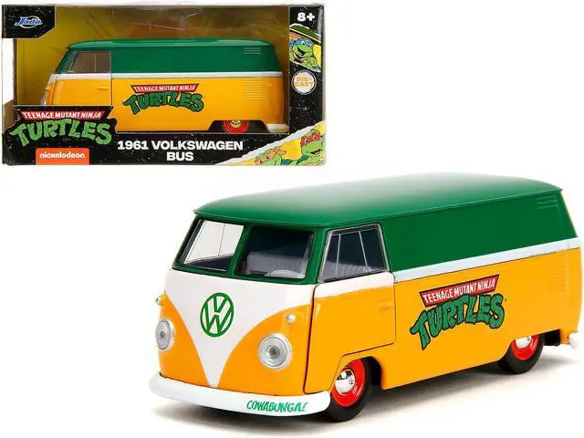 Main image of 1961 Volkswagen Bus "Teenage Mutant Ninja Turtles" Green and Yellow with White Interior 1/32 Diecast Model Car by Jada