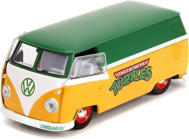 Alt view image 2 of 11 - 1961 Volkswagen Bus "Teenage Mutant Ninja Turtles" Green and Yellow with White Interior 1/32 Diecast Model Car by Jada